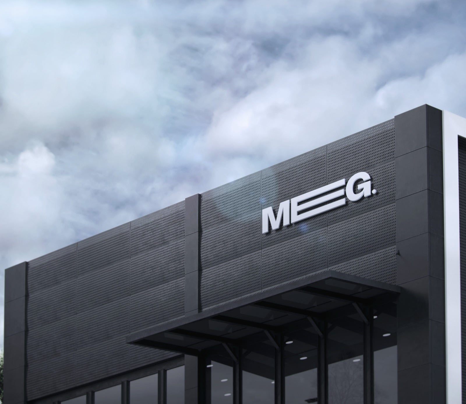 MEG. headquarters signage